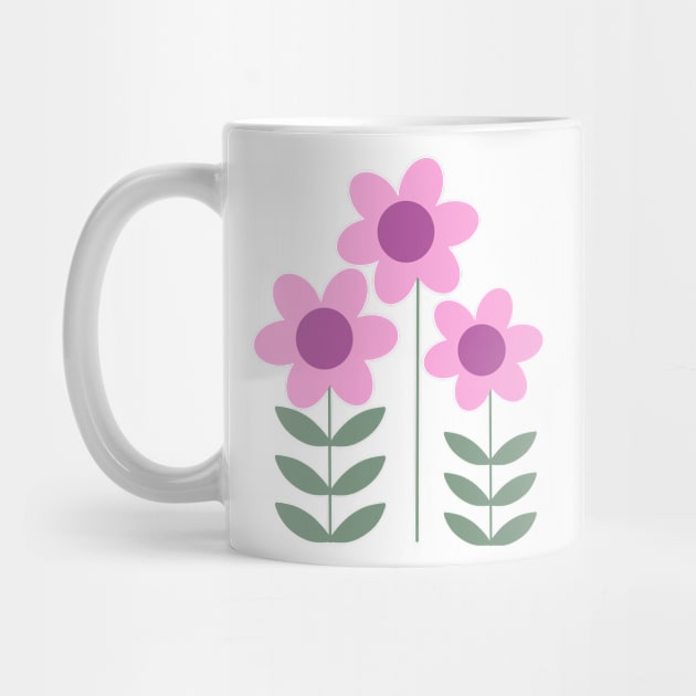 Pink Spring Flowers Retro MCM Mid Century Modern T-shirt Mug Coffee Mug Apparel Hoodie Sticker Tote bag Phone case Gift by Orchyd